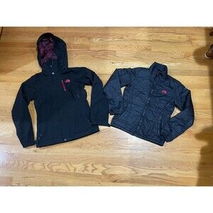 The North Face 3-in-1 jacket waterproof outer shell quilted inner XS Black Women
